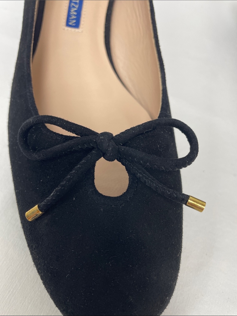 Stuart Weitzman Gabby 45 Black Suede Pump with Bow Detail, Size 7.5 - Picture 10 of 11